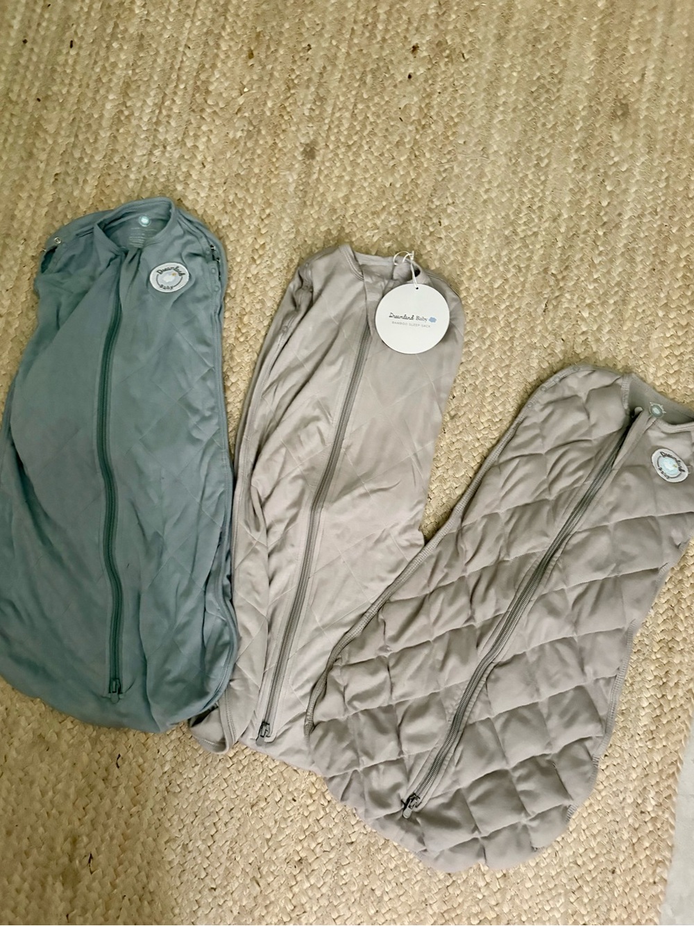 3 Set Dreamland baby Baby Sleep Sacks - Sage Green & Light Gray